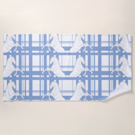 Blaue Tartan-Pferde Strandtuch