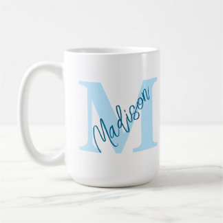 Blaue Tasse für benutzerdefinierte Monogrammnamen