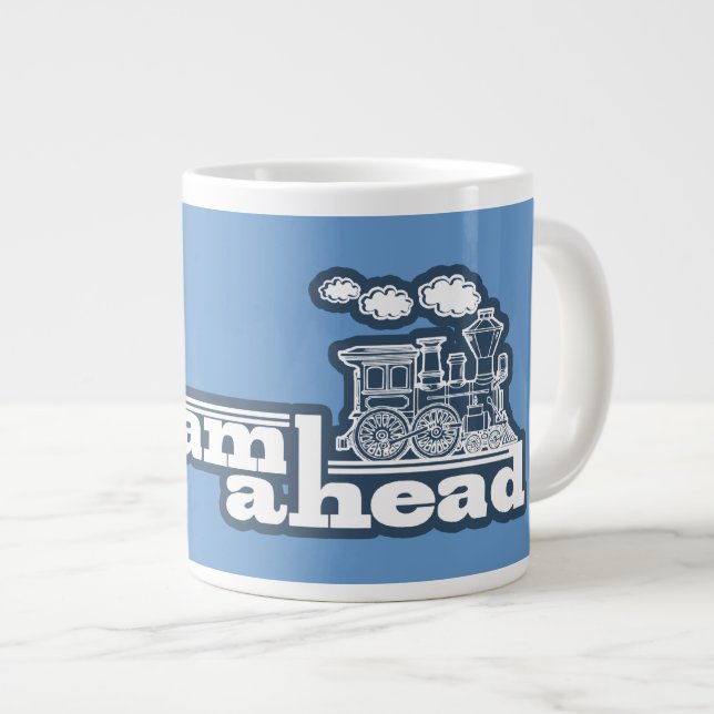 Blaue Tasse mit Volldampf-Vorlauf-Triebzug (Vorderseite Rechts)