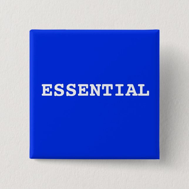 Blaue Taste, die das Wesentliche sagt Button (Vorderseite)