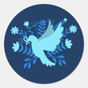 Blaue Taube des Friedens Runder Aufkleber