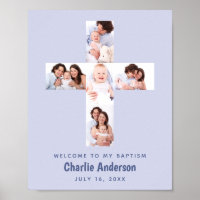 Blaue Taufe Kreuz 5 Foto Collage Boy Christening