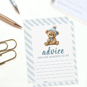 Blaue Teddybär-Baby-Party-Eltern-Ratschlag-Karten Hinweiskarte