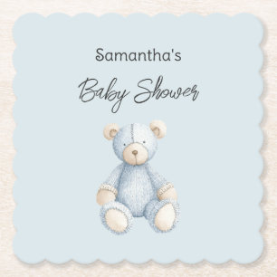 Blaue Teddybär-Baby-Party Untersetzer