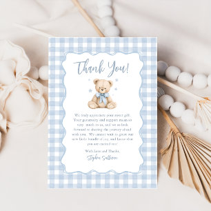 Blaue Teddybär-Baby-Shower-Dankeskarten