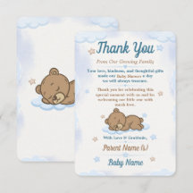 Blaue Teddybär-Baby-Shower-Dankeskarten