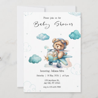 Blaue Teddybär-Baby-Shower-Einladung Einladung
