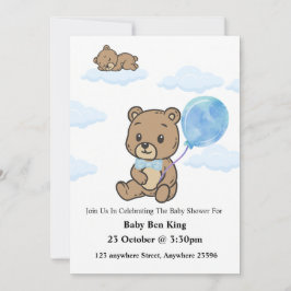 Blaue Teddybär-Baby-Shower-Einladung  Einladung