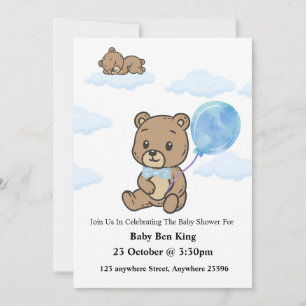 Blaue Teddybär-Baby-Shower-Einladung Einladung