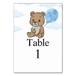 Blaue Teddybär-Babyparty  Tischnummer