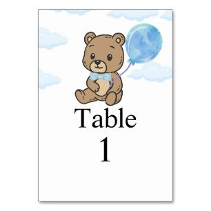 Blaue Teddybär-Babyparty  Tischnummer