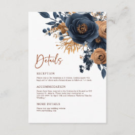 Blaue Terracotta Rost Elegante Hochzeiten Details Begleitkarte