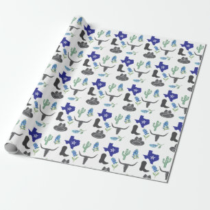 Blaue Texas-Blumen Aquarell-Wildblumen  Geschenkpapier