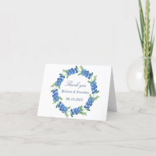Blaue Texas-Blumen vintage Aquarell Dankeskarte