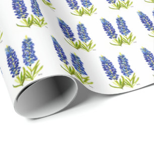 Blaue Texas-Blumen Wildblume Aquarell Geschenkpapier