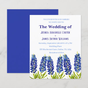 Blaue Texas-Lupinen Aquarell Florale Hochzeit