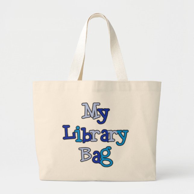Blaue Text-Bibliotheks-Taschen-Taschen-Tasche Jumbo Stoffbeutel (Vorne)
