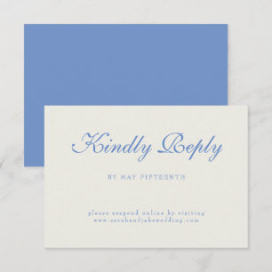 Blaue Text Creme Hochzeit RSVP Karte