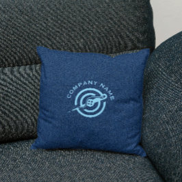 Blaue Textur aus denim Stoff Sondertypografie Kissen