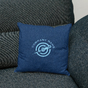 Blaue Textur aus denim Stoff Sondertypografie Kissen