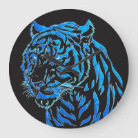 Blaue Tiger-Wanduhr