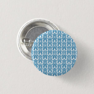 Blaue Tiki-Glücksfigur Symbol Pin Button