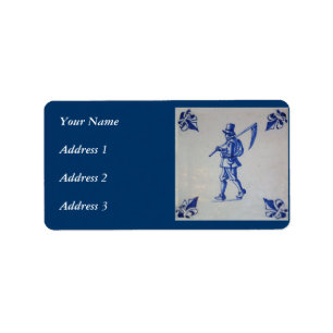 Blaue Tile Delft - Vorlage Adressaufkleber