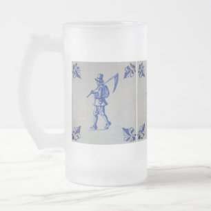 Blaue Tile Delft - Vorlage Mattglas Bierglas