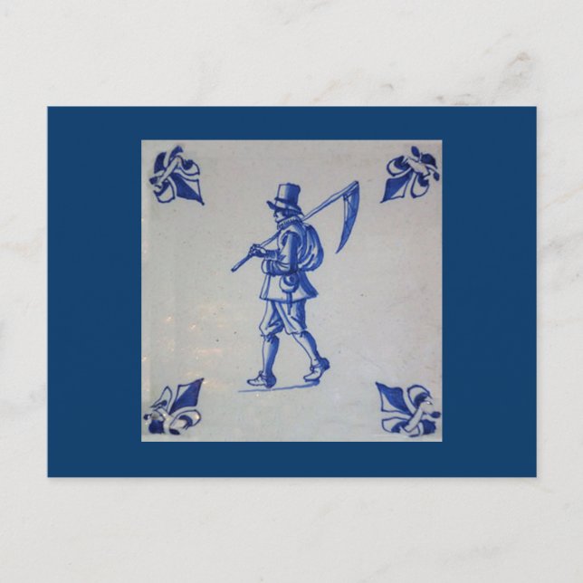Blaue Tile Delft - Vorlage Postkarte (Vorderseite)