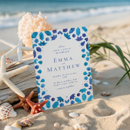 Blaue Tile-Mittelmeer-Hochzeit Einladung