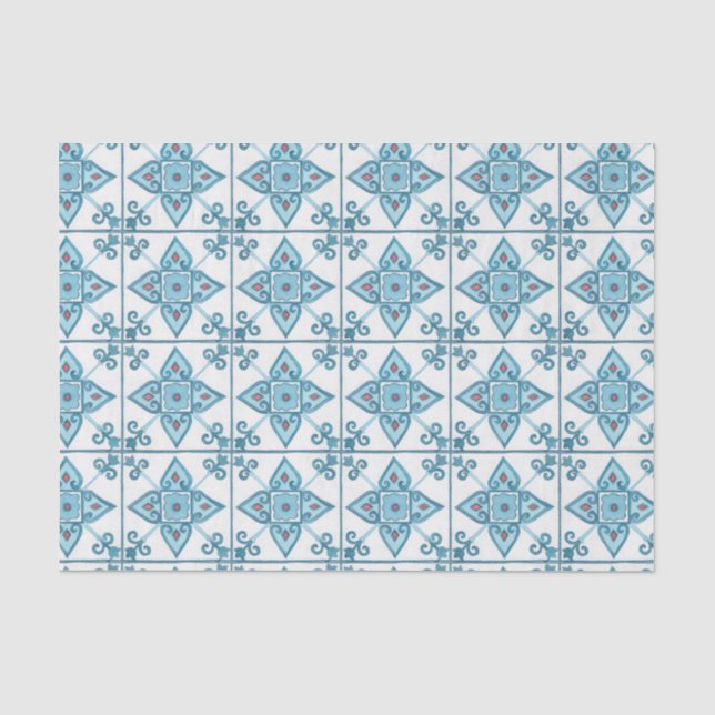 Blaue Tile-Motif Seidenpapier (Vorderseite)