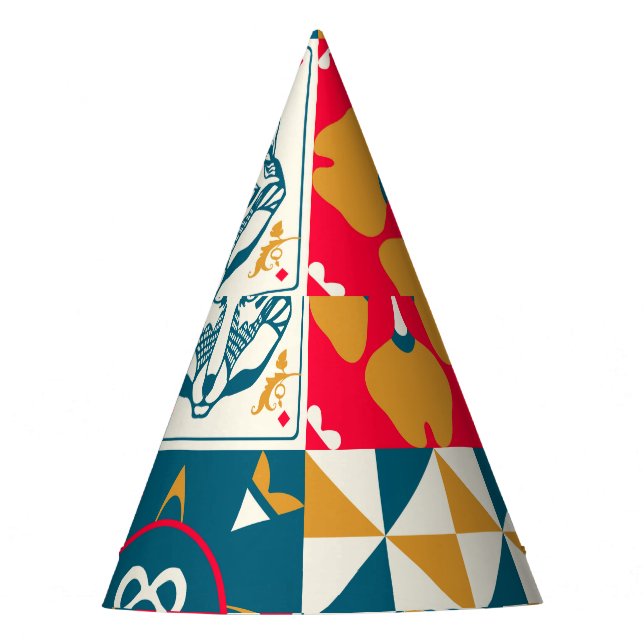 Blaue Tile: Vintager Mosaikhintergrund. Partyhütchen (Vorderseite)