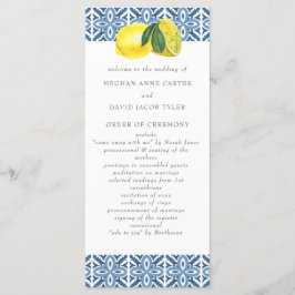 Blaue Tiles Lemons Wedding Programm