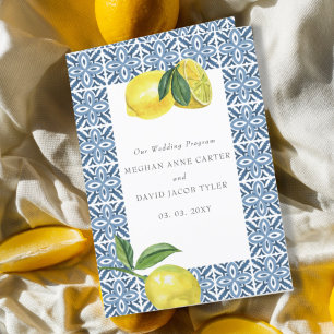 Blaue Tiles Lemons Wedding Programm
