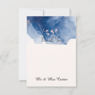 Blaue Tinte-Wash-Wedding-Dankeskarten Dankeskarte