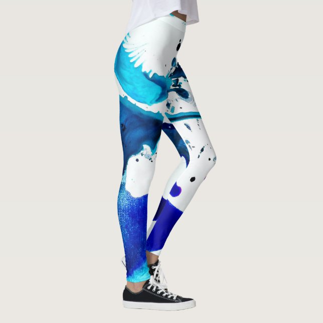 Blaue Tinten-Spritzer auf Leggings (Rechts)