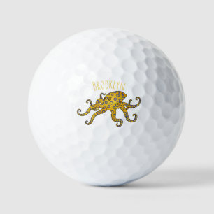 Blaue Tintenfisch-Cartoon-Abbildung Golfball