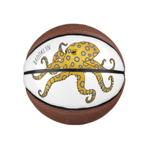 Blaue Tintenfisch-Cartoon-Abbildung Mini Basketball