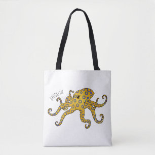 Blaue Tintenfisch-Cartoon-Abbildung Tasche