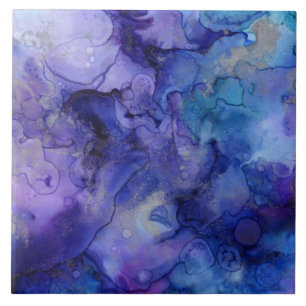 Blaue Tintenschattierungen Fliese