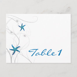 Blaue Tischnummer und Silberkoralle