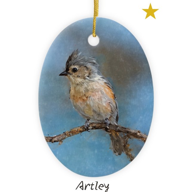 Blaue Titmaus-Vogelmalerei Jahr Weihnachten Keramik Ornament (Von Creator hochgeladen)