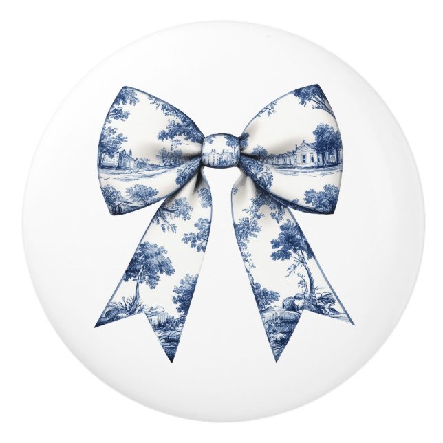 Blaue Toile-Bow-Möbel  Keramikknauf (Vorderseite)
