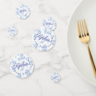 Blaue Toile de Jouy Baby-Shower-Tischkonfetti Konfetti