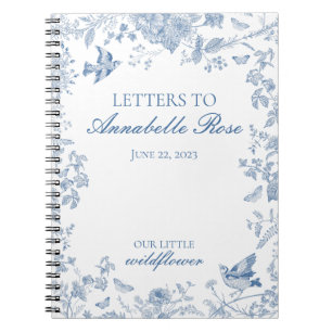 Blaue Toile De Jouy Blumen-Briefe an das Geburtsta Notizblock