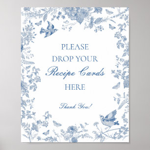 Blaue Toile De Jouy Blumen Hochzeitsrezept teilen Poster