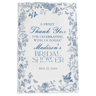 Blaue Toile De Jouy Geschenke für Brautjungfernpar Mittlere Geschenktüte