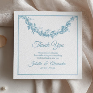 Blaue Toile de Jouy Hochzeit Danke Karte