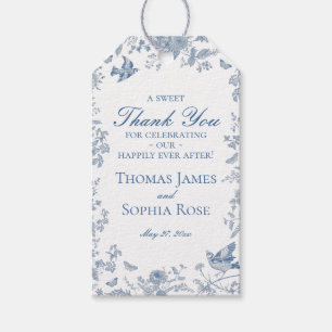 Blaue Toile De Jouy Hochzeitsgesellschaft Geschenk Geschenkanhänger