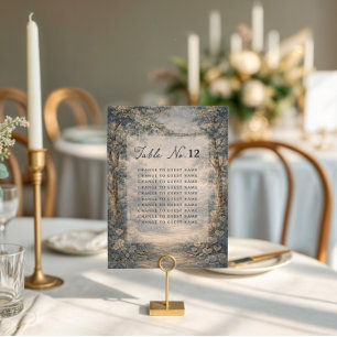 Blaue Toile-Hochzeitstisch-Sitzordnung